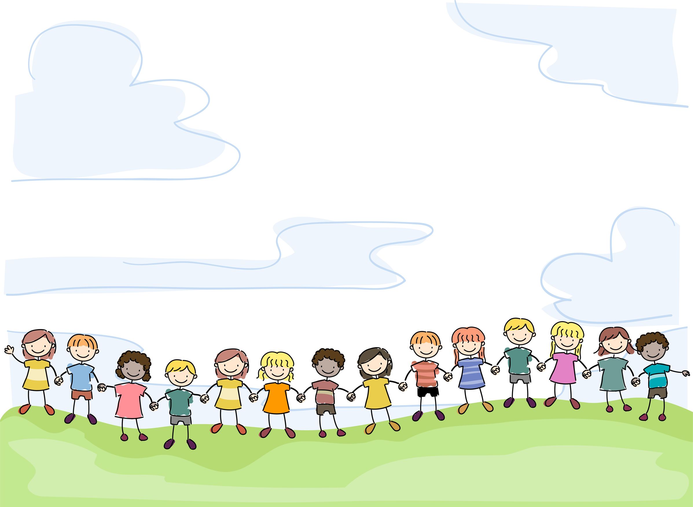 Illustrated image of children holding hands